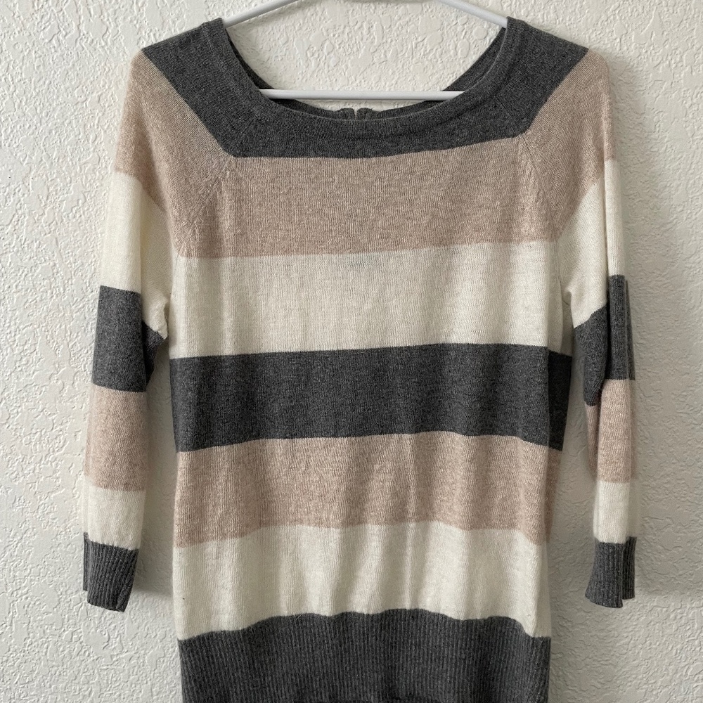 Kenar Angora Blend Striped Sweater Medium Colorblock Knit